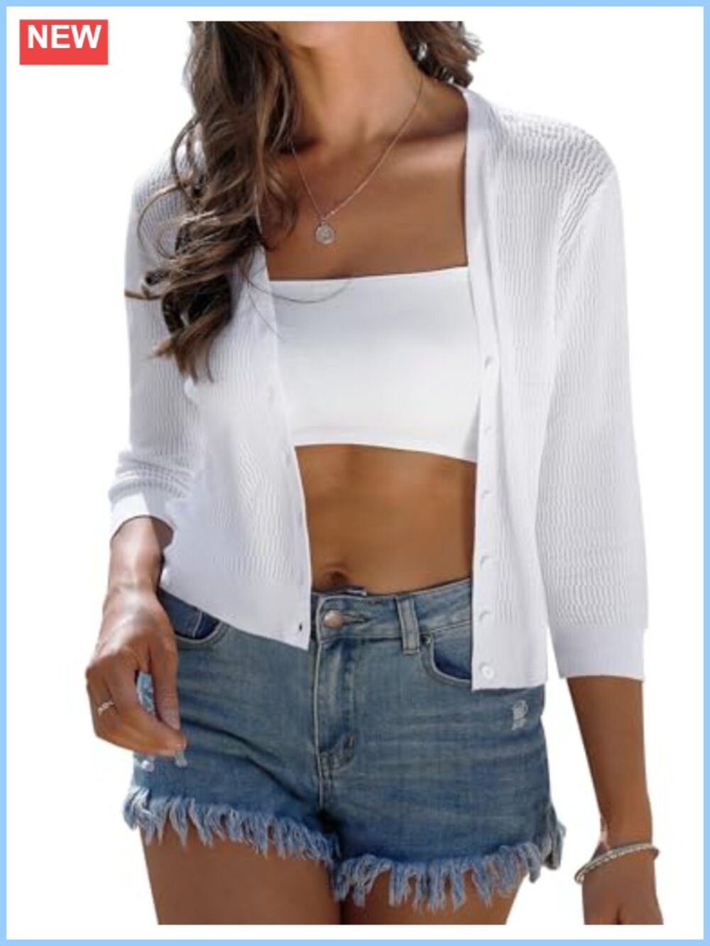 Lightweight Cropped Cardigan Sweater Viscose Nylon Knit
